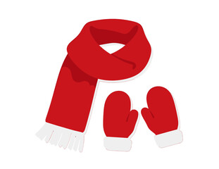 Red Scarf and Mittens Illustration