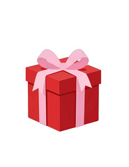 Obraz premium Red Gift Box With Pink Ribbon Vector Illustration