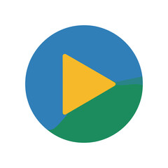 Play Button Icon with Blue and Green Background.