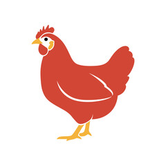 Red Chicken Illustration Simple Clean Design.