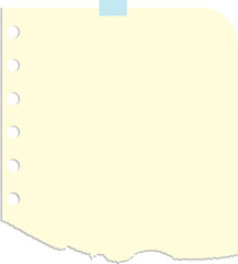 Blank Yellow Sticky Note Paper with Torn Edge and Tape with vector illustration