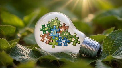 puzzle energetico dentro una lampadina