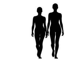 Silhouettes of Two Men Holding Hands Line Art Illustration