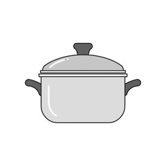 Simple illustration of a cooking pot with lid and handles.