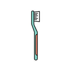 Simple illustration of a turquoise toothbrush with orange accent.