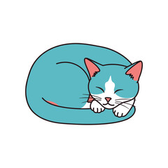 Fototapeta premium Sleeping cat curled up in a ball with closed eyes and peaceful expression.