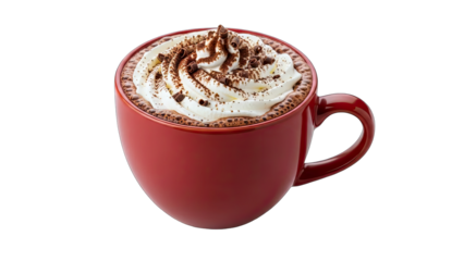 Hot Chocolate with Whipped Cream in Red Mug