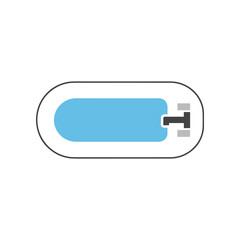 Top view of a swimming pool with a Tshaped ladder.