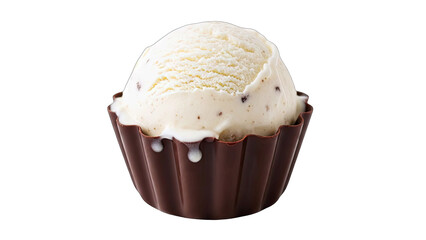 Ice Cream Scoop in Chocolate Cup on White Background