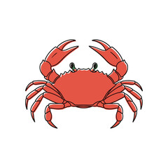 Vibrant Red Crab Illustration with Detailed Claws and Legs.