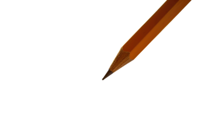 Angled closeup of an orange pencil point, against a black backdrop. Minimalist composition, focusing on shape