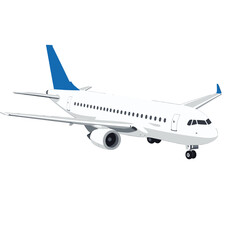 Obraz premium White Airplane Vector Illustration Blue Tail