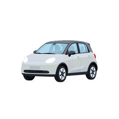White Hatchback Car Vector Illustration