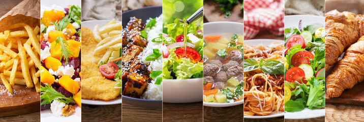 food collage of various meals