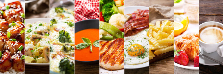 food collage of various meals