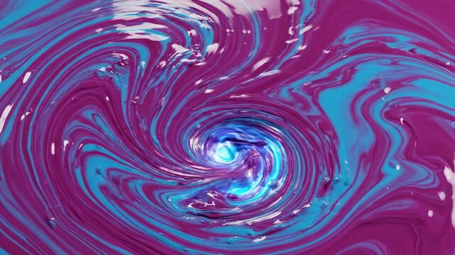 Seamless looping background of vibrant magenta and cyan liquid flowing and swirling in an infinite digital abstract pattern wallpaper, infinite, cyan