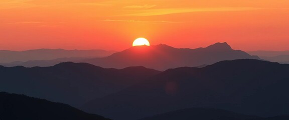 Sunrise over a mountain range, symbolizing new beginnings,  landscape,  fresh start