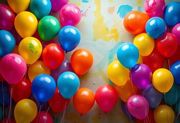 Vibrant painted balloons forming an abstract backdrop,  decoration,  abstract background