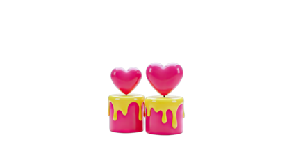 3D Hearts and Candles: Romantic Valentine's Day Concept