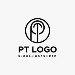 PT circle logo vector image