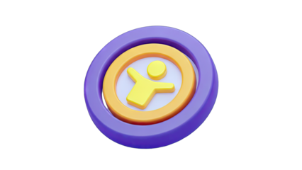 3D Human Icon in Circle - Concept Illustration