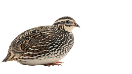 Fototapeta premium Small brown quail bird with distinct speckled feathers isolated PNG with Transparent Background