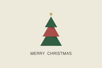 Minimal Christmas illustration with geometric tree, Modern holiday greeting card design with abstract shapes and winter elements.
Vector.