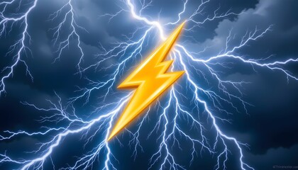 Lightning Bolt Against Dark Stormy Clouds with Dramatic Electric Energy in the Sky
