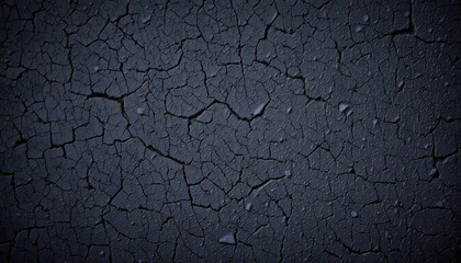 Close-Up View of Cracked Black Surface Texture Displaying Intricate Patterns and Detailed Grunge