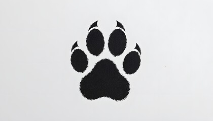 Stylized Black Animal Paw Print Illustration on a White Background with Textured Detail