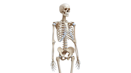Human Skeleton Standing Isolated on White Background