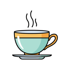 A steaming cup of tea on a saucer ready to be enjoyed.