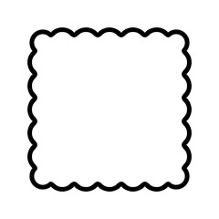 Geometric decorative frames or stickers in the shape of a square with a wavy or zigzag edge, outline border graphic design