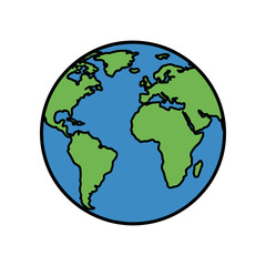 A stylized illustration of planet Earth showing continents and oceans.
