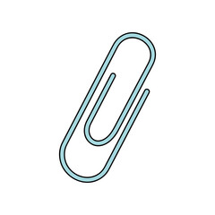 Close up of a simple metal paperclip on a white background.