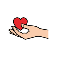 Obraz premium Hand holding a red heart symbol representing love and care.