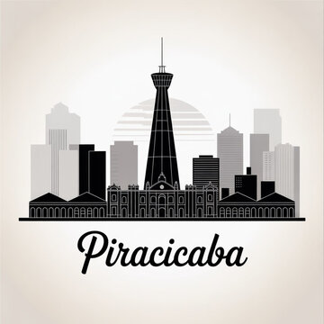Piracicaba Skyline Silhouette &mdash; Historic Riverfront City in Interior S&atilde;o Paulo Vector Illustration