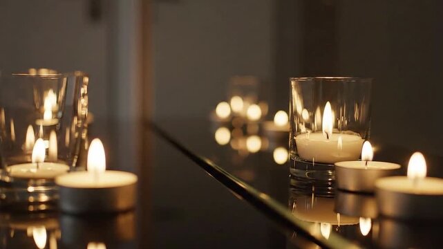 Candles burning in darkness memorial service