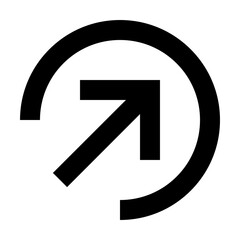 Arrow Sign of progress: A bold black arrow within a circular frame points upwards, symbolizing growth, direction, and forward momentum. Minimalist design for concepts like progression.