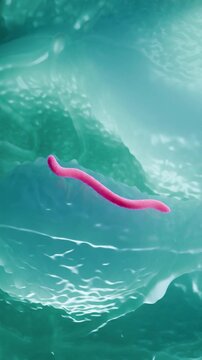 3D Animation of Borrelia burgdorferi, the Spirochete Bacterium that Causes Lyme Disease, on Cellular Tissue Surface