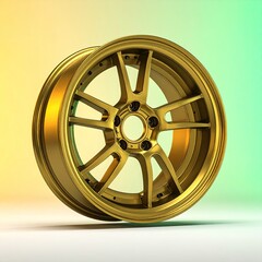 Obraz premium Golden alloy wheel, studio shot (1)