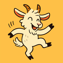 Cheerful funny dancing goat. Symbol of Chinese New Year. Vector isolated illustration