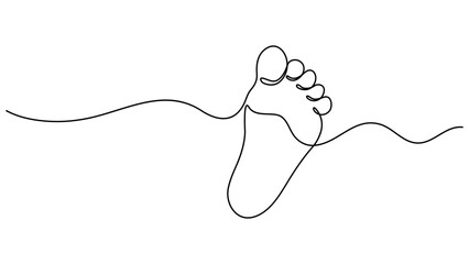 Fototapeta premium Continuous one line art drawing of little baby feet. Continuous one line drawing of Human footprint vector illustration isolated on transparent background. vector illustration. EPS 10