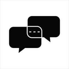Modern vector icon representing digital dialogue and messaging, featuring two overlapping speech bubbles to symbolize online communication, social interaction, and virtual discussions
