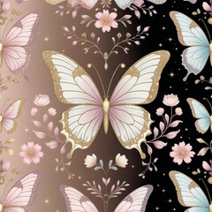 Elegant Golden Butterfly & Floral Pattern Design