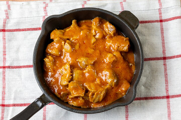 Traditional Hungarian Chicken Gizzard Stew in a pan