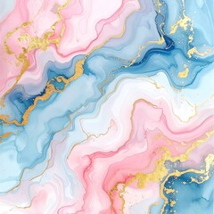 Abstract marble design in soft pinks and blues, with gold flecks