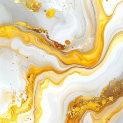 Abstract marbled design with flowing gold and white patterns