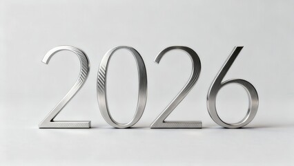 Three dimensional metal numerals display the year two thousand twenty six.