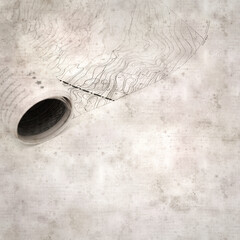 textured stylish old paper background, square,  with Topographic maps on tracing paper rolled up into a tube